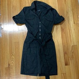 Black office dress belted short sleeve sz 7-8